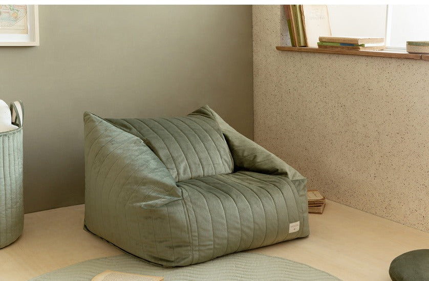 CHELSEA ARMCHAIR BEANBAG • VELVET OLIVE GREEN