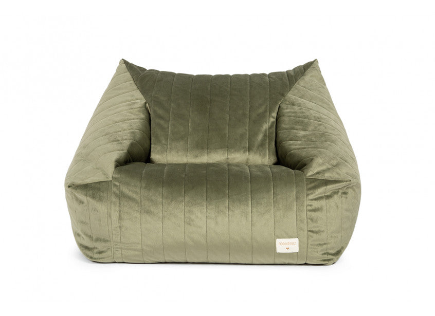 CHELSEA ARMCHAIR BEANBAG • VELVET OLIVE GREEN