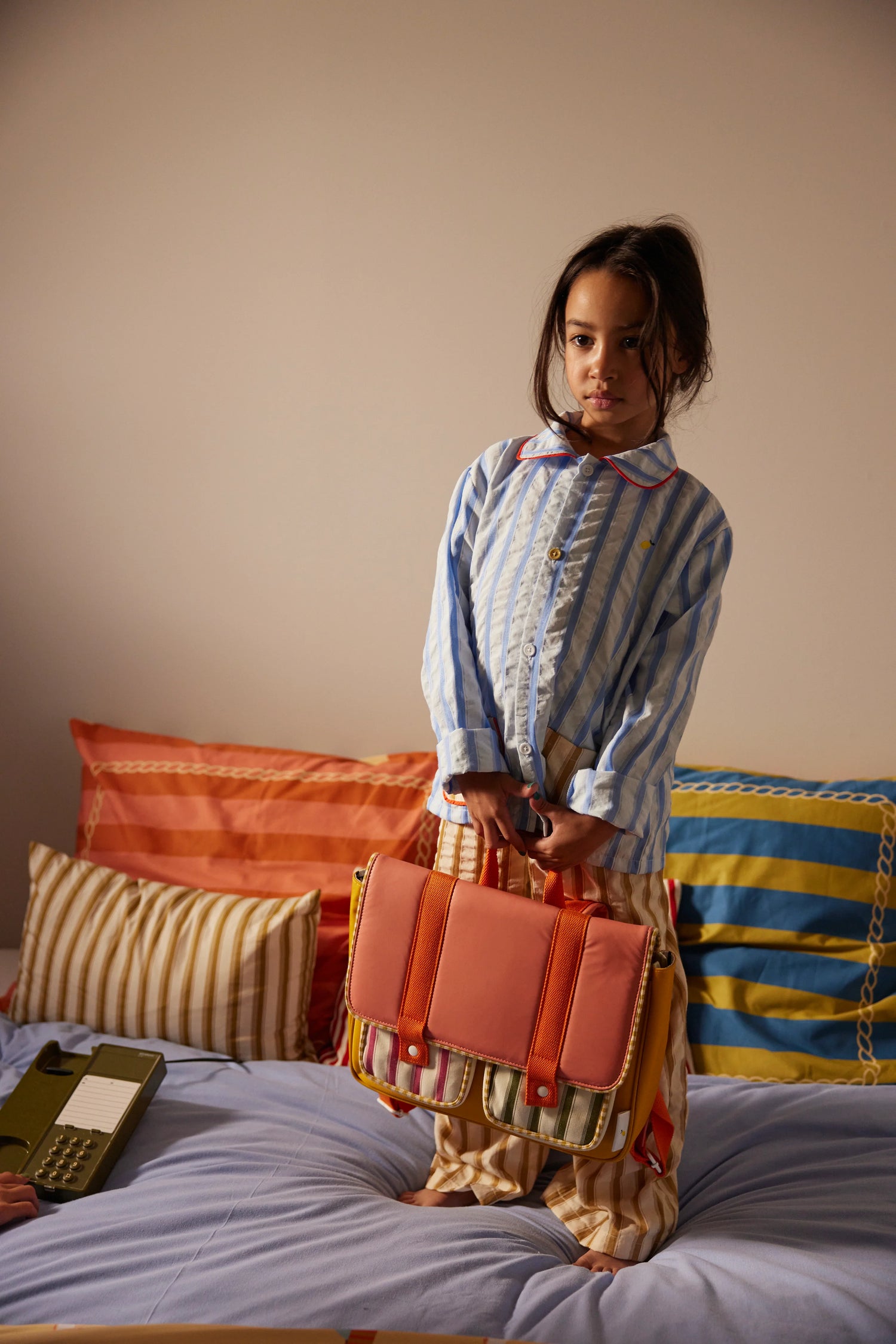 SCHOOL BAG | CORAL PINK + SUBMARINE YELLOW