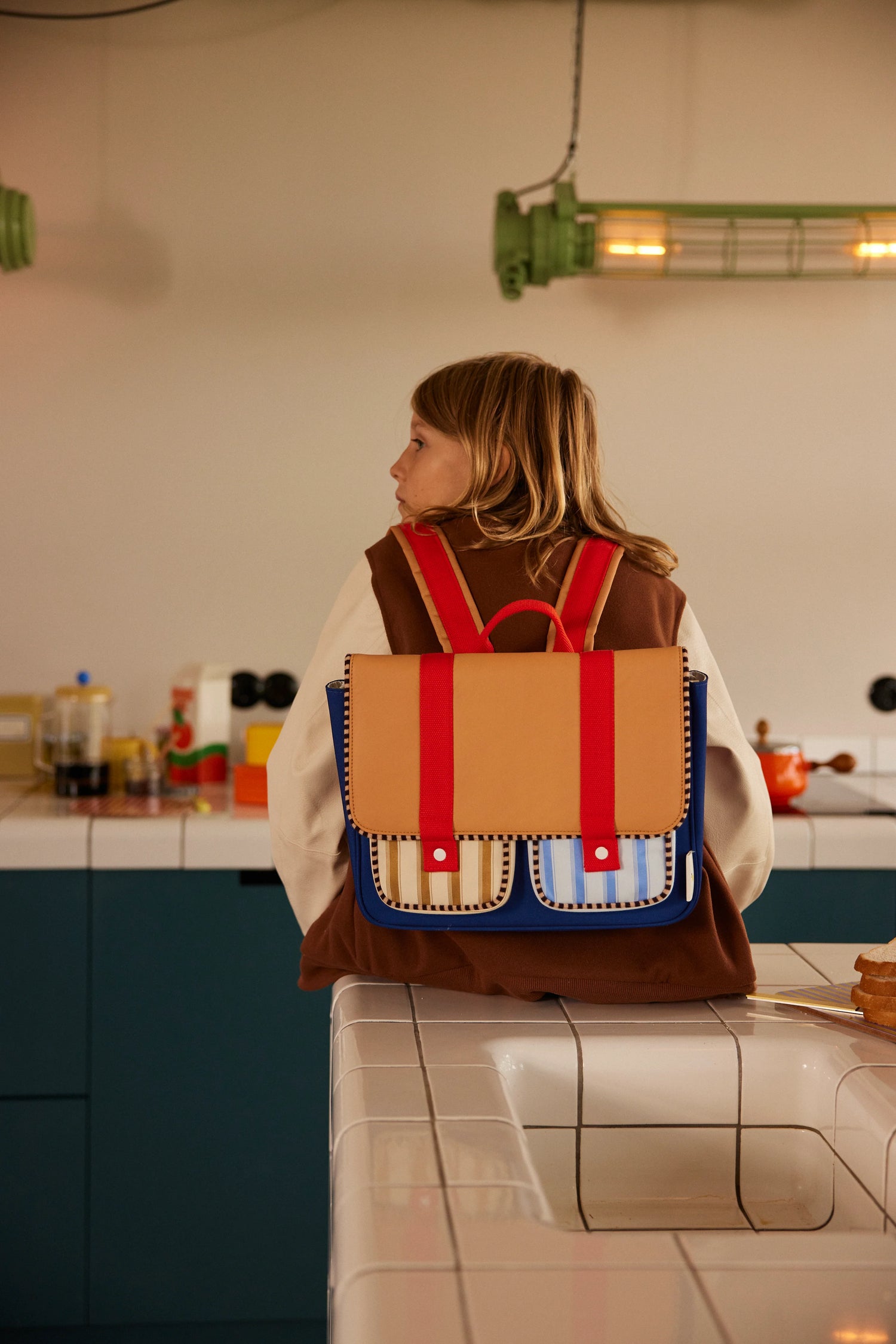 SCHOOL BAG | JANE BEIGE + NED BLUE