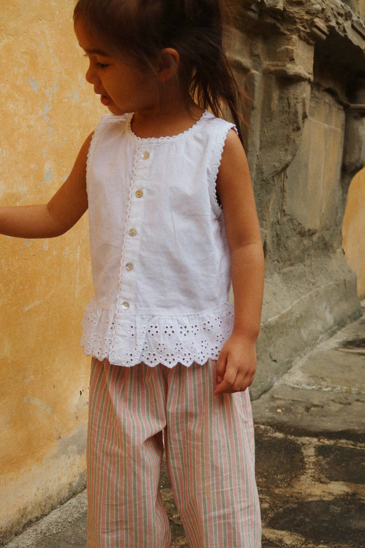 LULI PANTS GOTS - BLUSH STRIPE