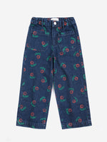 Stamp Bloom all over denim trousers navy blue