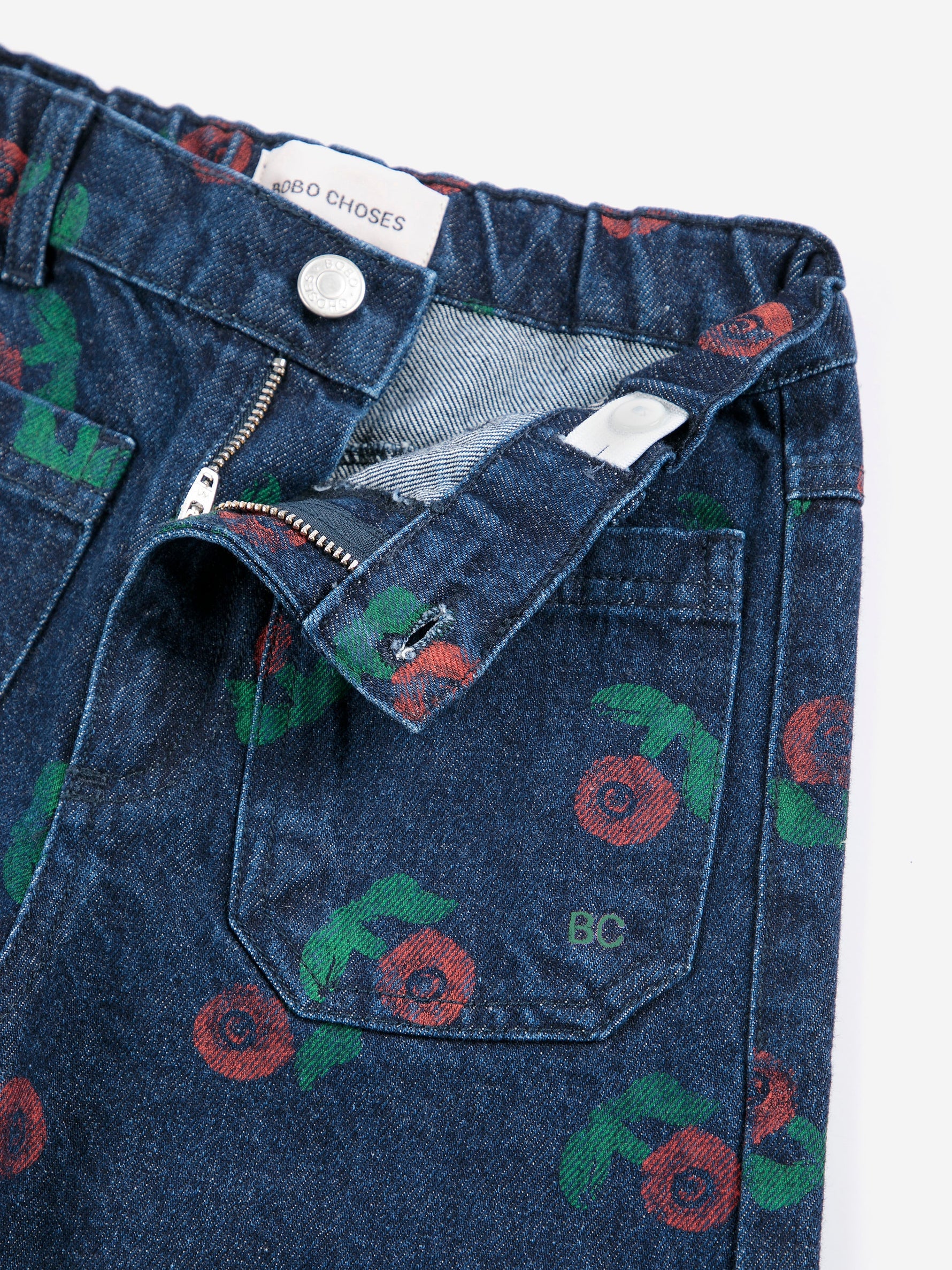 Stamp Bloom all over denim trousers navy blue